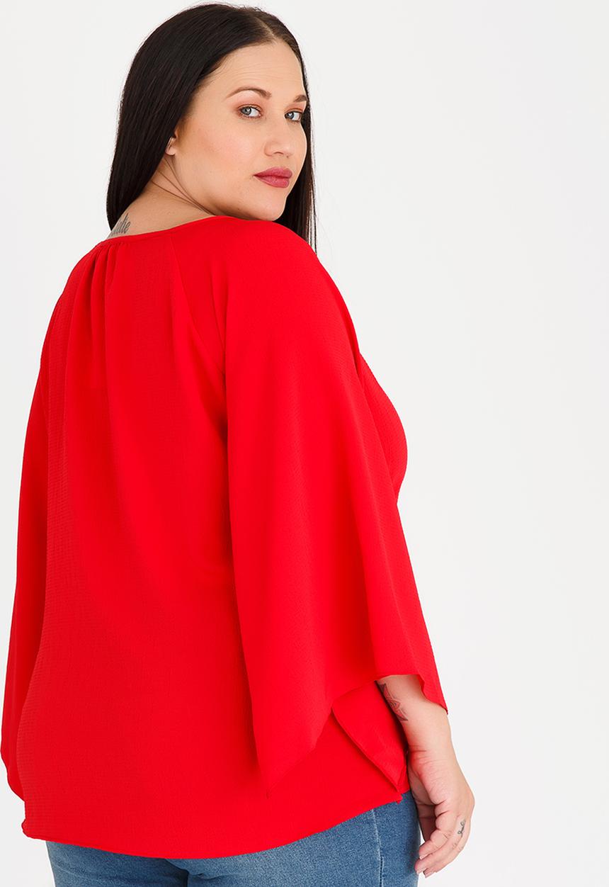 edit Plus - Flutter Sleeve Blouse Red