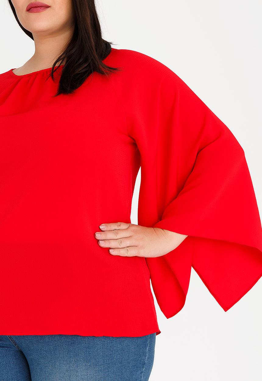 edit Plus - Flutter Sleeve Blouse Red