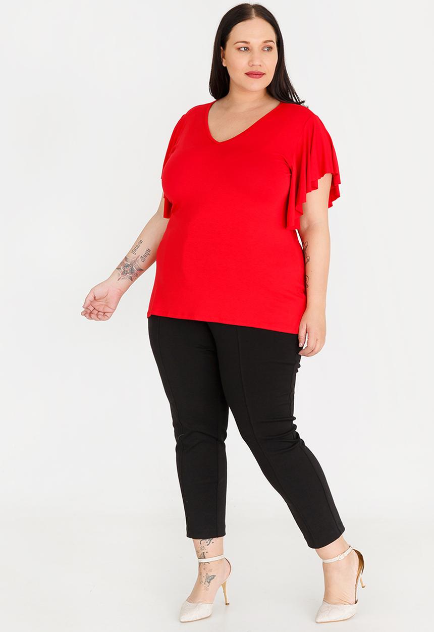 edit Plus - Flutter Sleeve Top Red