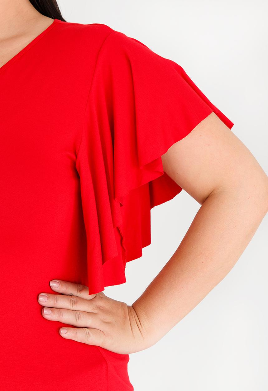 edit Plus - Flutter Sleeve Top Red