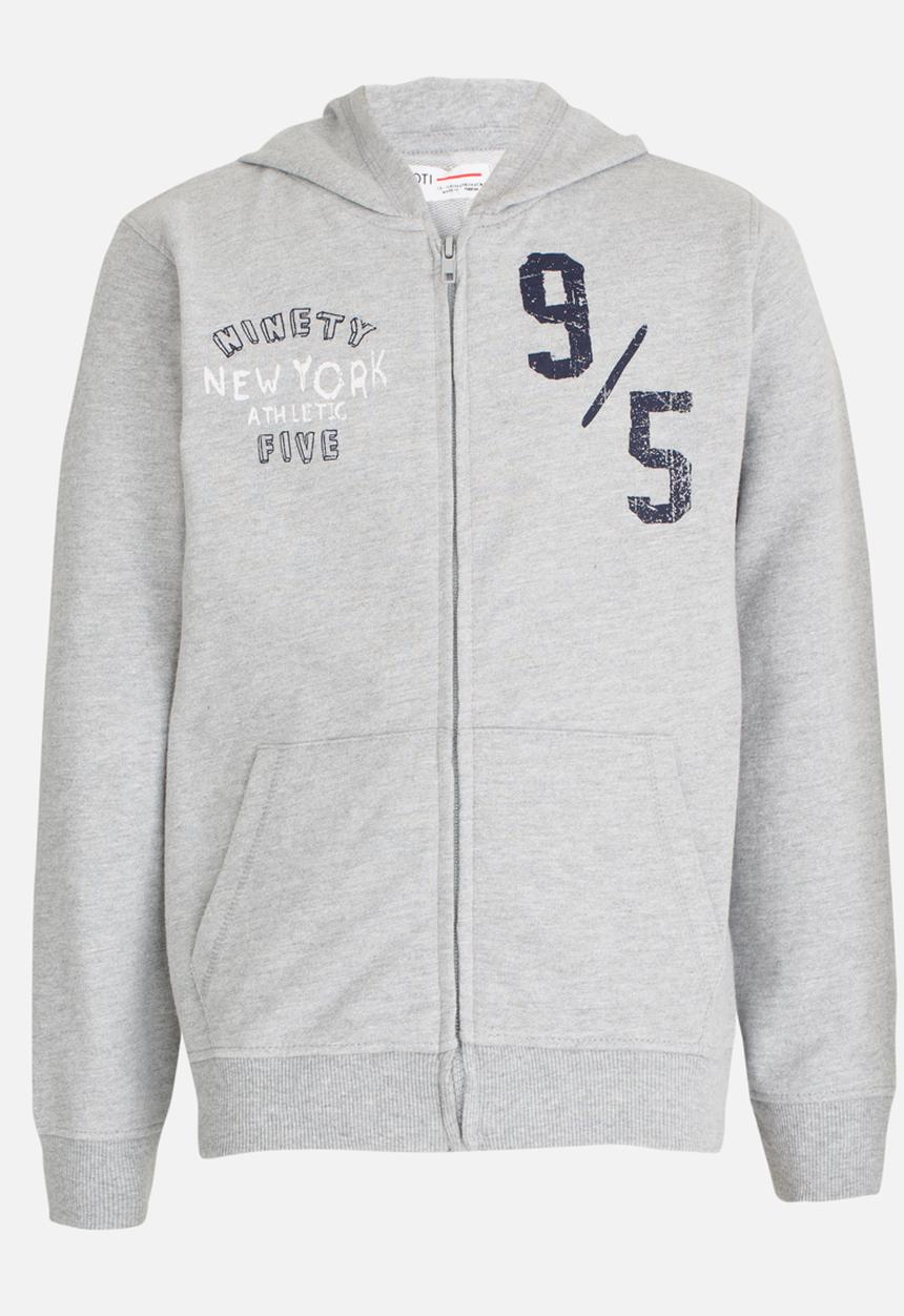MINOTI - Basic Fleece Zip Thru Hoodie Mid Grey