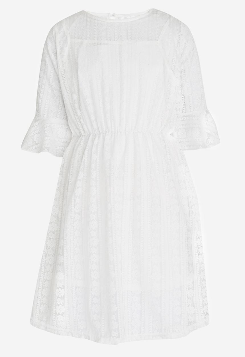 Pop Candy - Lace Dress with Flare Sleeve White