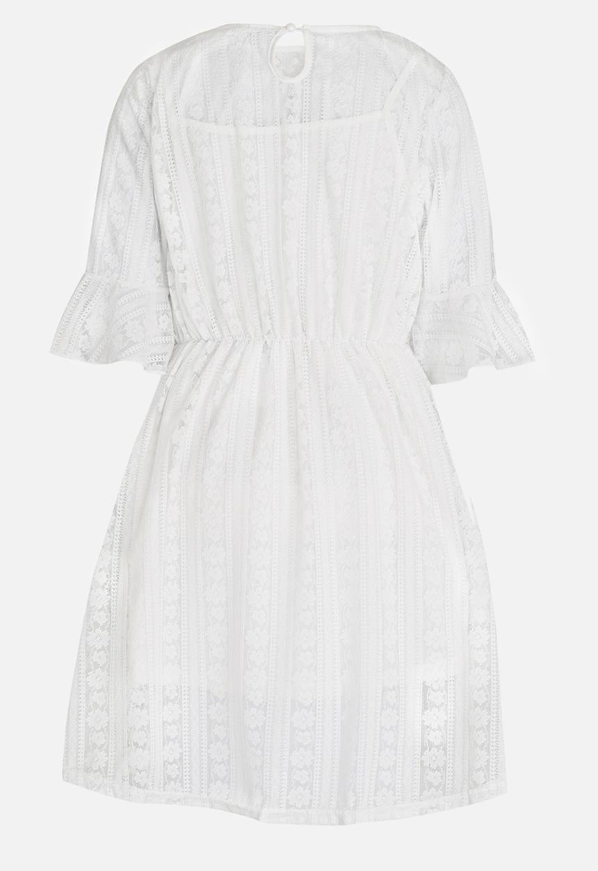Pop Candy - Lace Dress with Flare Sleeve White