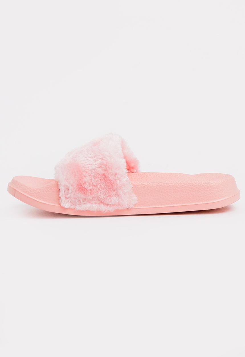 Pop Candy - Faux fur sliders - pink 