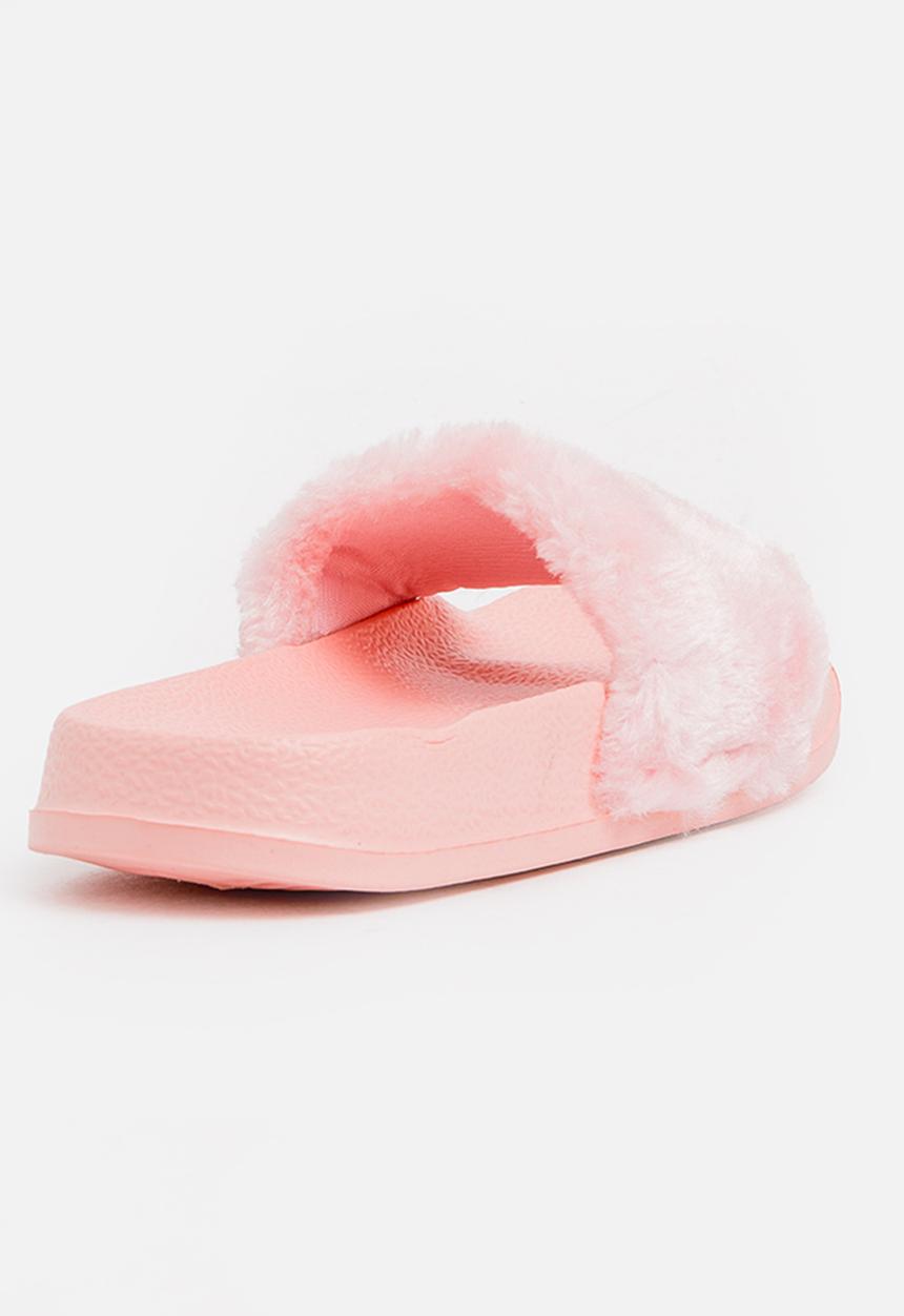 Pop Candy - Faux fur sliders - pink 