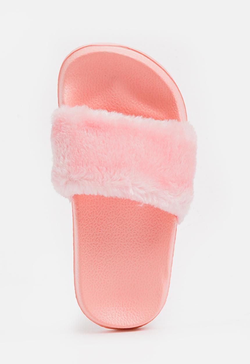 Pop Candy - Faux fur sliders - pink 