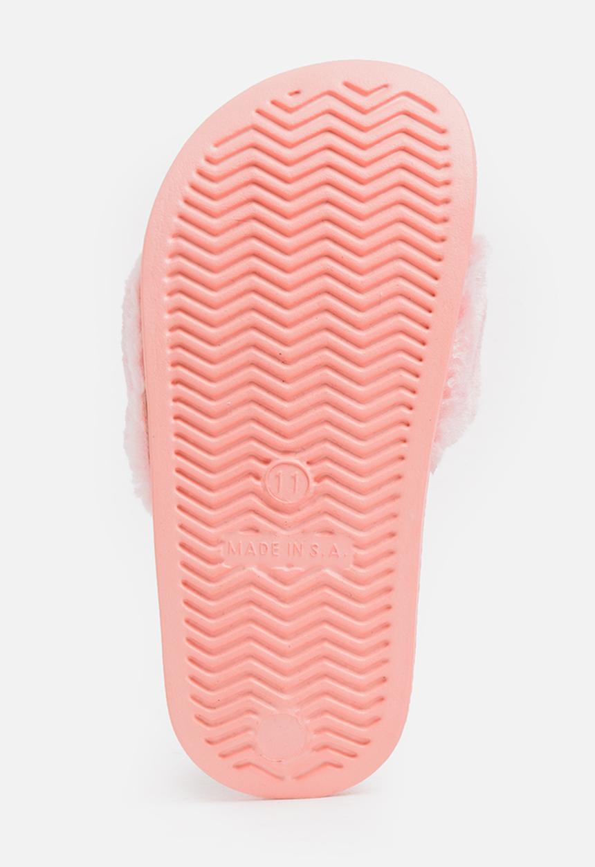 Pop Candy - Faux fur sliders - pink 