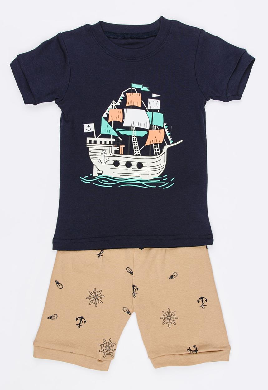 Pop Candy - Short Sleeve Printed Pj Set -pink/navy