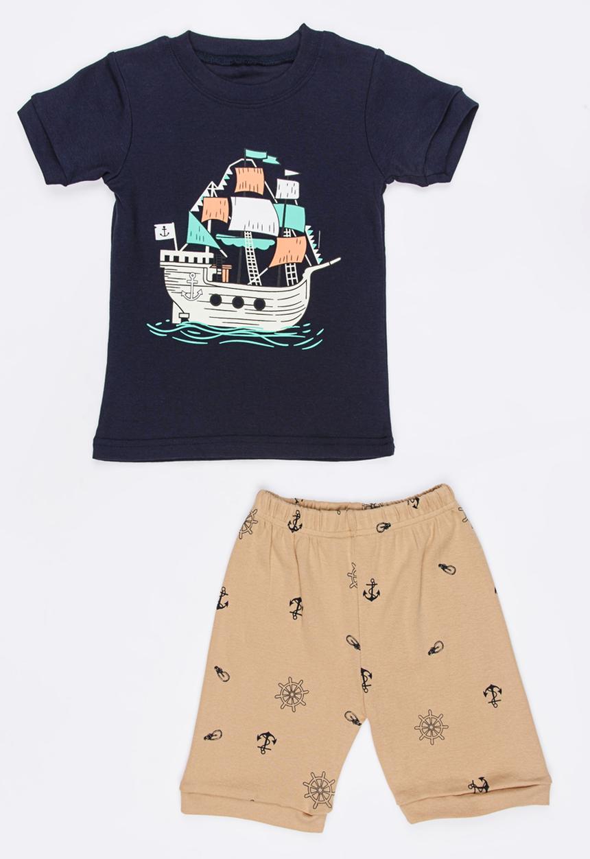 Pop Candy - Short Sleeve Printed Pj Set -pink/navy