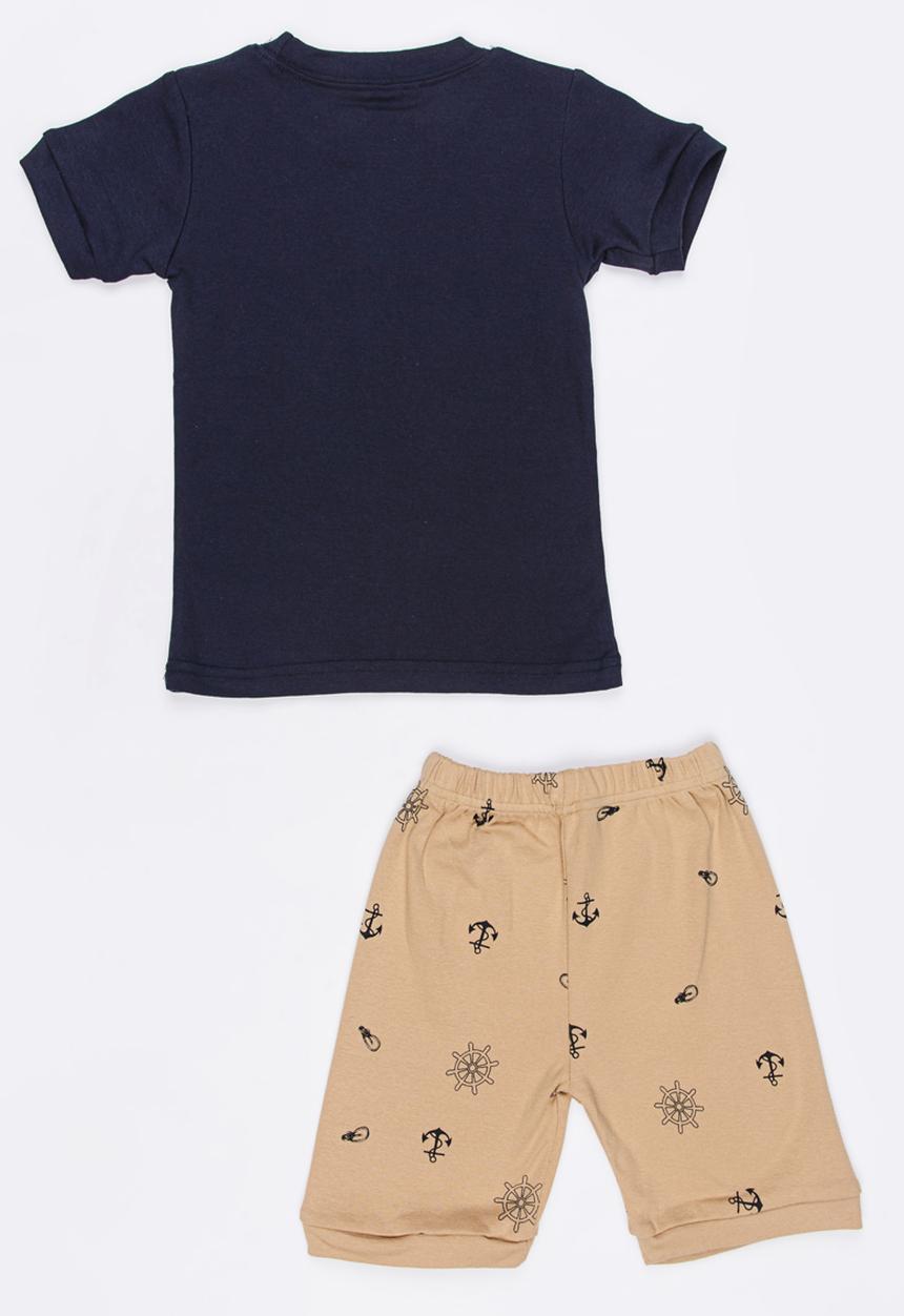 Pop Candy - Short Sleeve Printed Pj Set -pink/navy