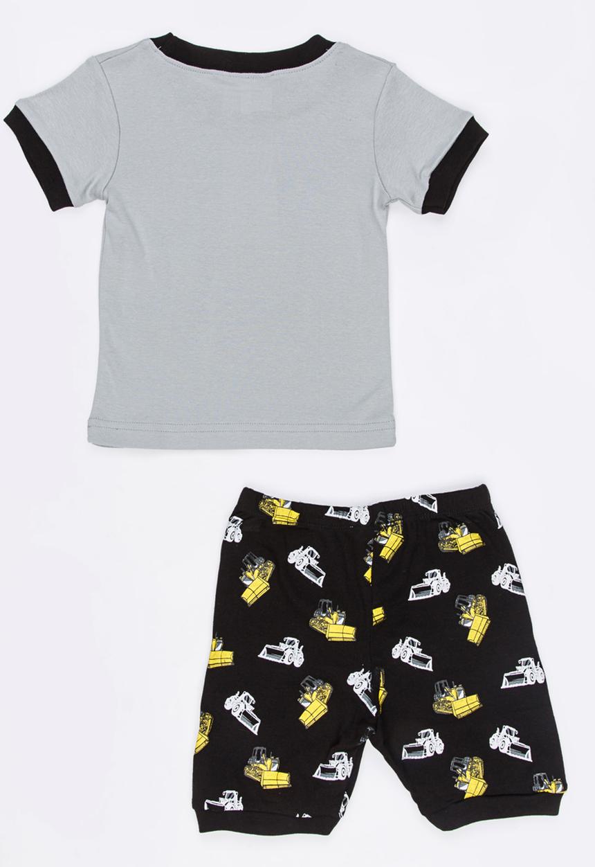 Pop Candy - Short Sleeve Printed Pj Set - Grey/yellow