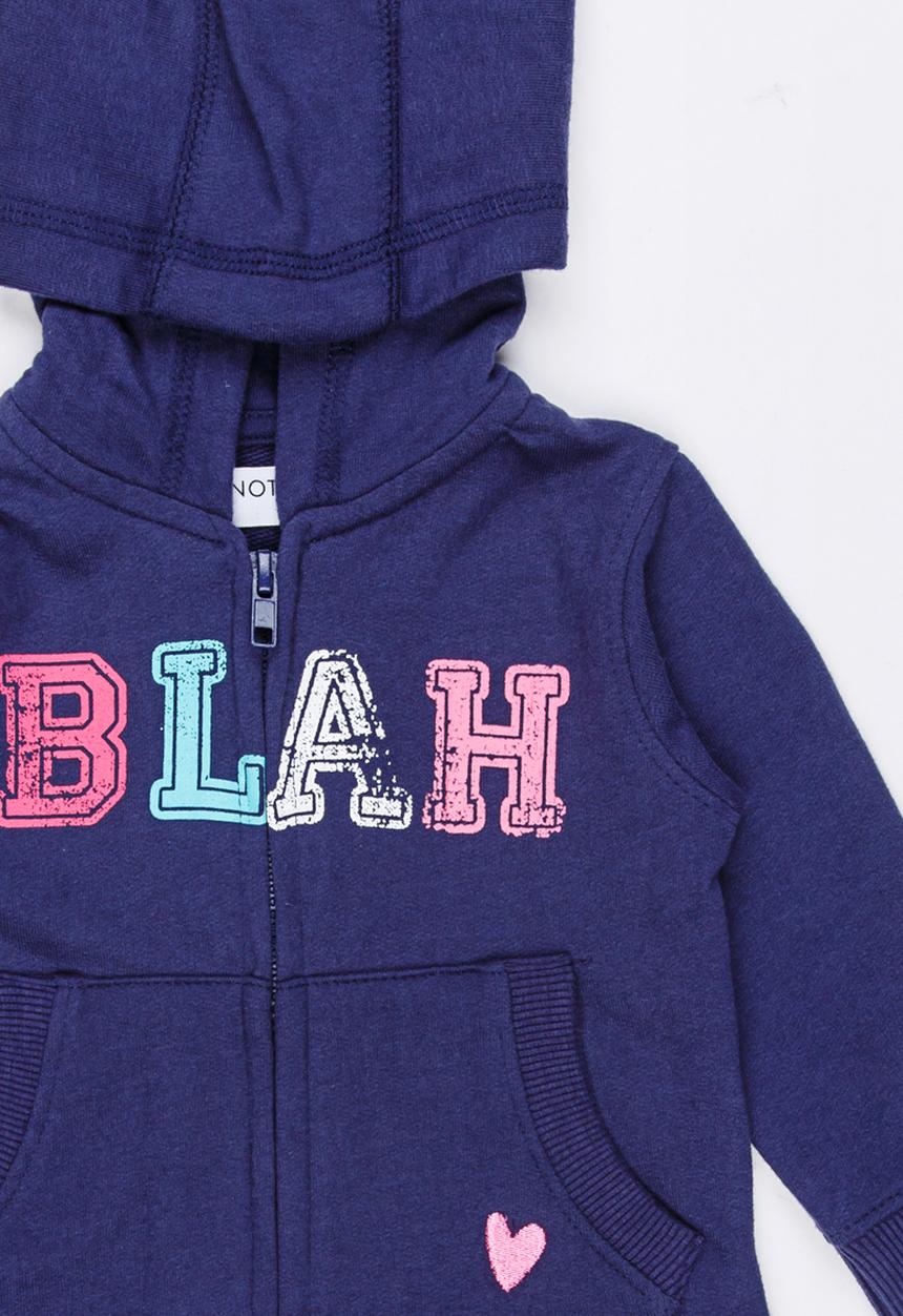 MINOTI - Basic Fleece Zip Thru Hoodie Navy