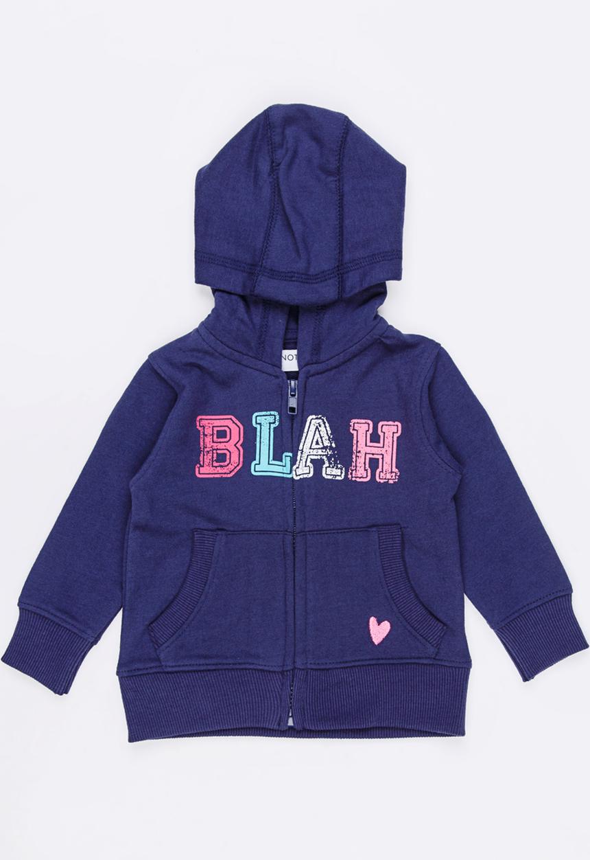 MINOTI - Basic Fleece Zip Thru Hoodie Navy
