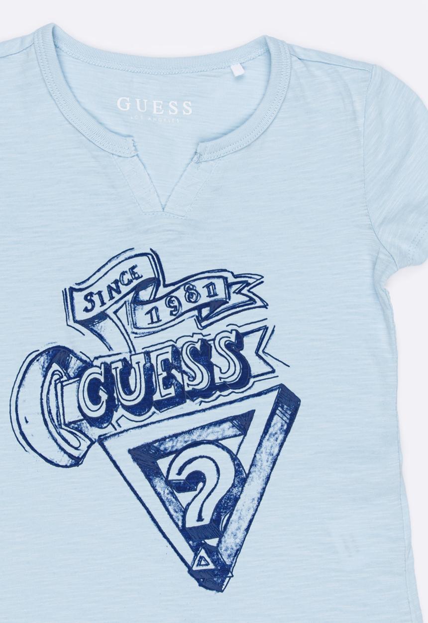 GUESS - Guess Henley Tee Pale Blue