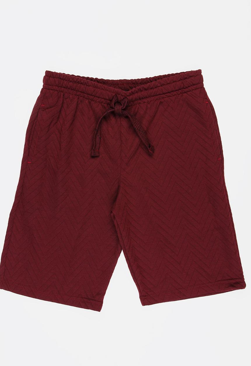 Twin Clothing - Quilted Fleece Shorts Burgundy