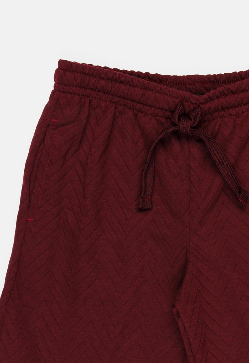 Twin Clothing - Quilted Fleece Shorts Burgundy