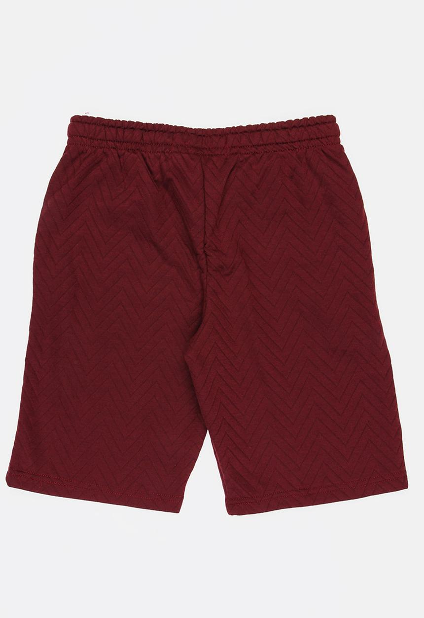 Twin Clothing - Quilted Fleece Shorts Burgundy