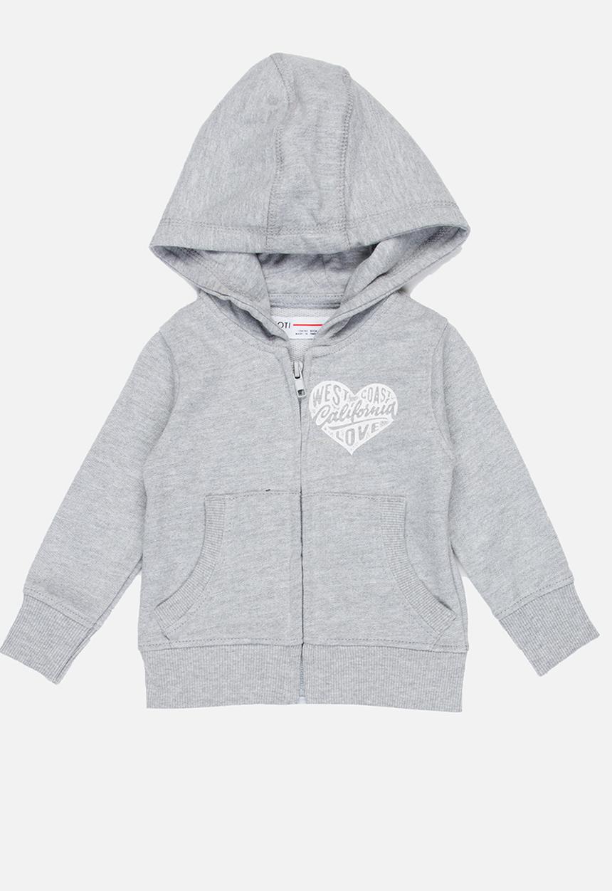 MINOTI - Basic Fleece Zip Thru Hoodie Grey