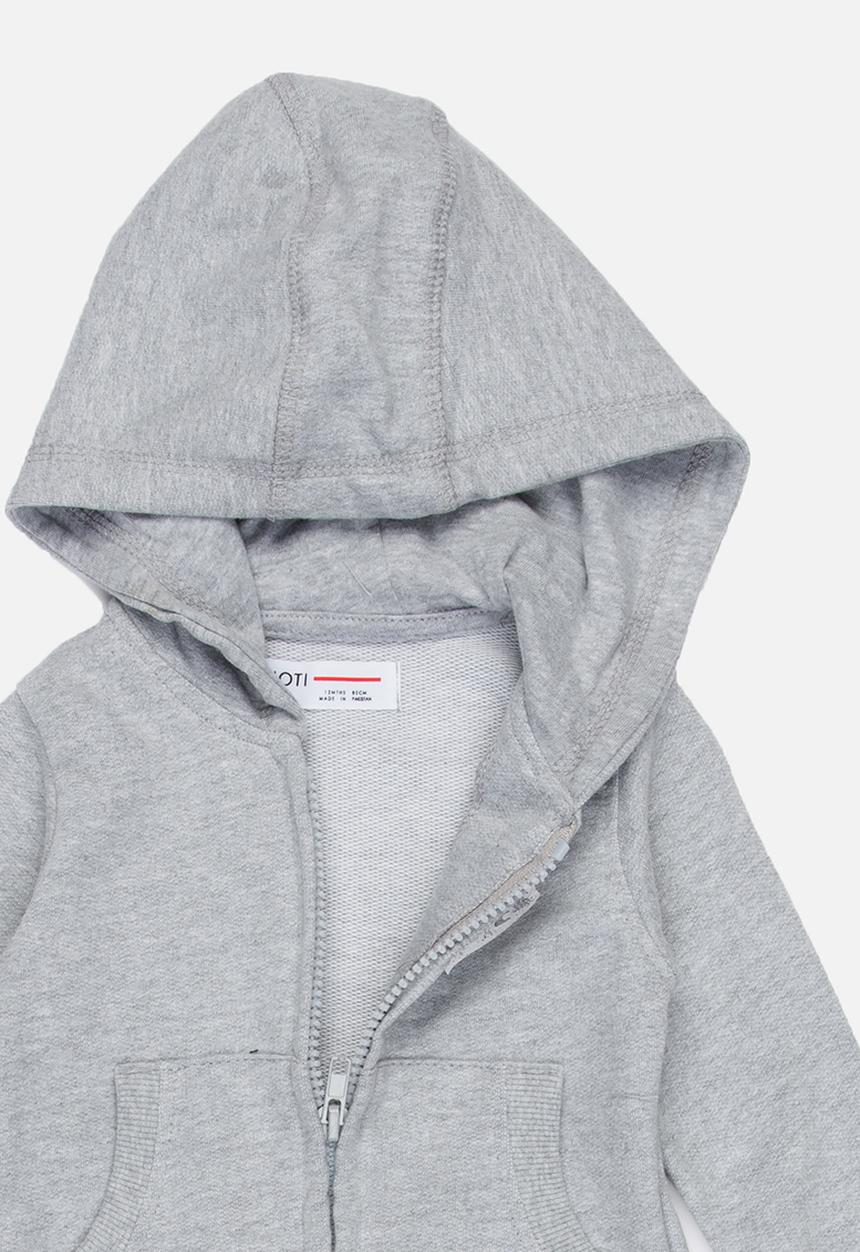 MINOTI - Basic Fleece Zip Thru Hoodie Grey