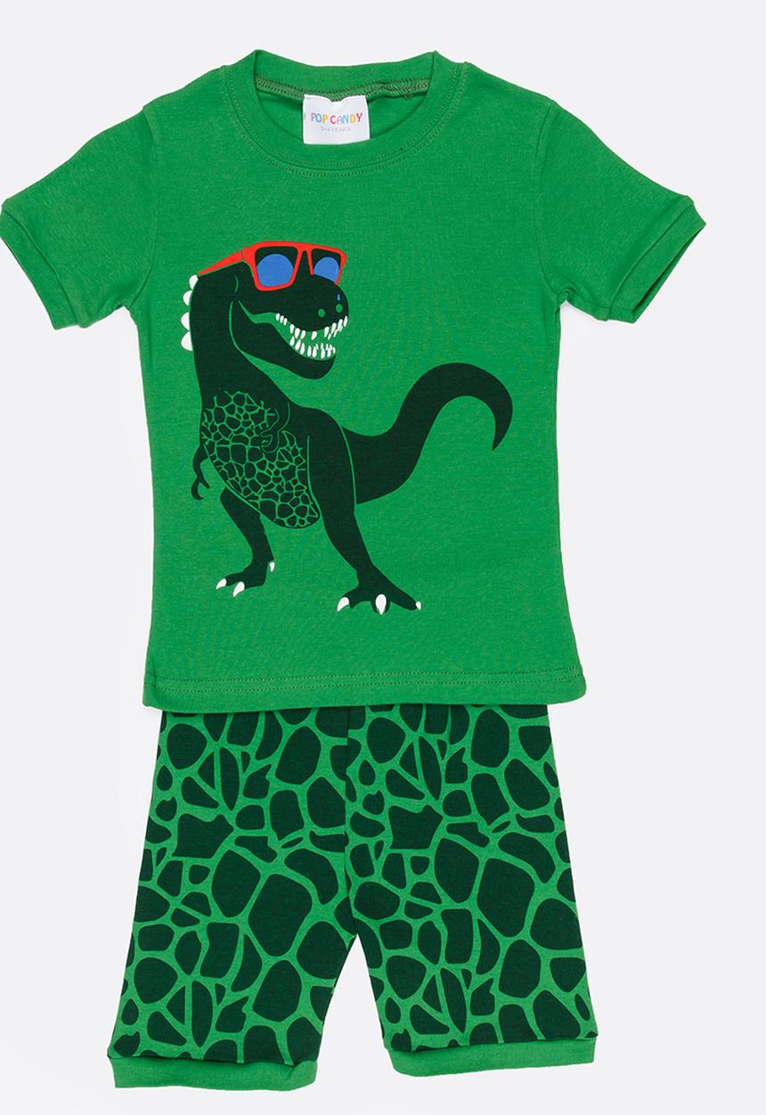 Pop Candy - Short Sleeve Printed Pj Set  - Green