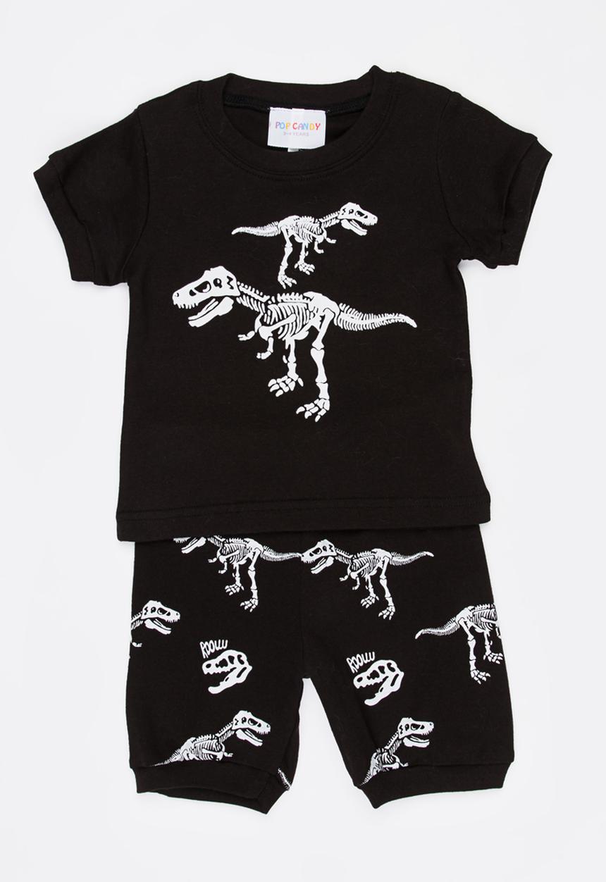 Pop Candy - Short sleeve printed pj set - black