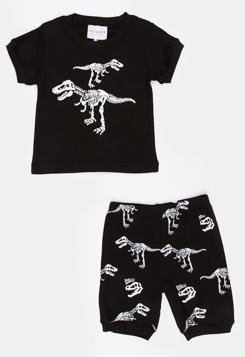 Pop Candy - Short sleeve printed pj set - black