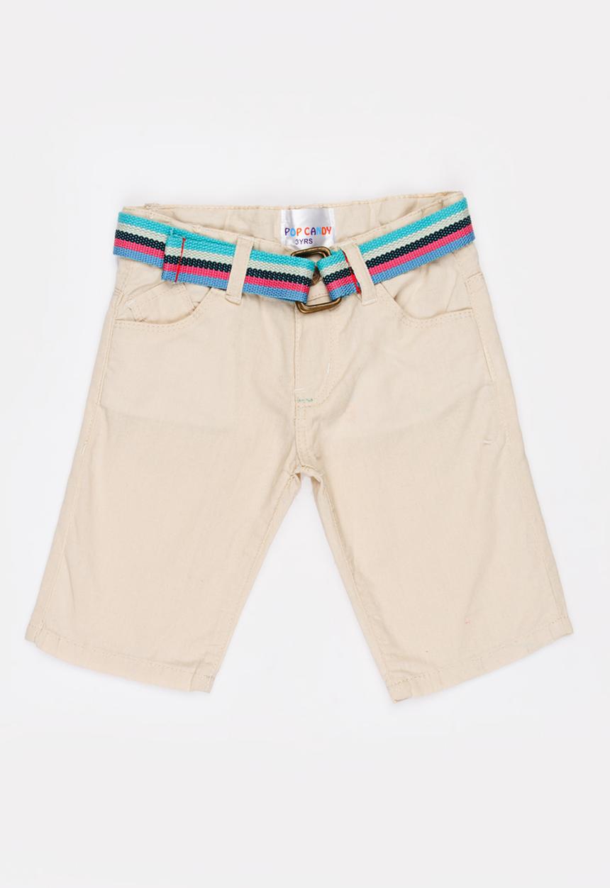 Pop Candy - Shorts with stipe belt - beige
