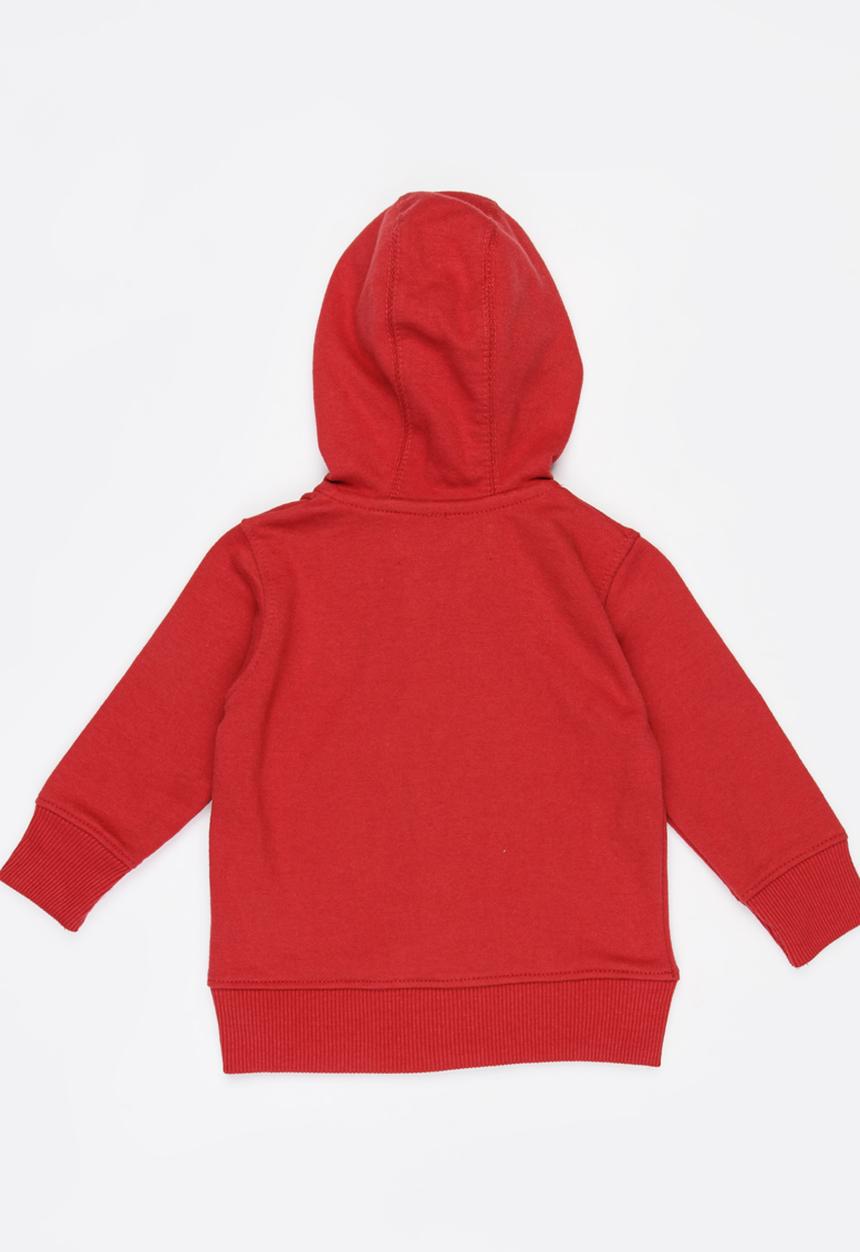 MINOTI - Basic Fleece Zip Thru Hoodie Red
