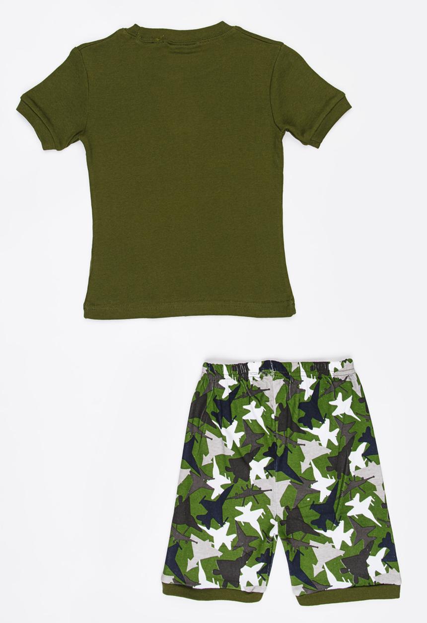 Pop Candy - Short Sleeve Printed Pj Set - Dark Green