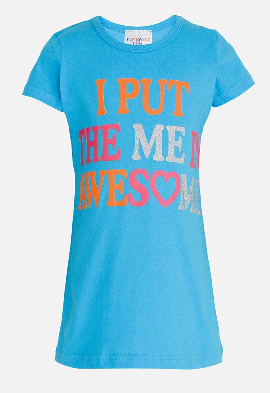 Pop Candy - Printed Pj  Tee Mid Blue