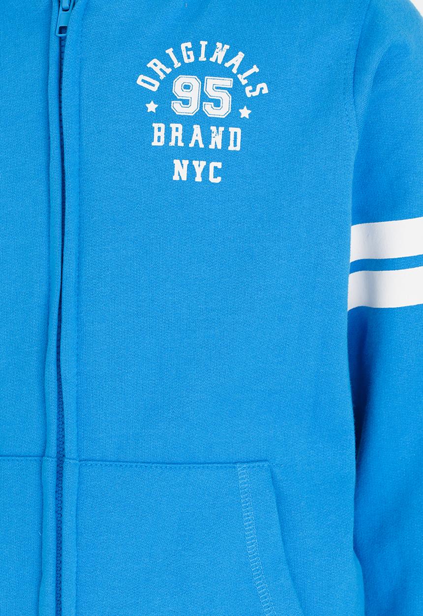 MINOTI - Basic Fleece Zip Thru Hoodie Blue