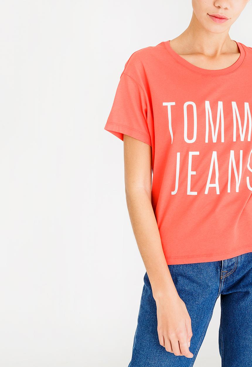Tommy Hilfiger - Cropped Logo Tee Peach