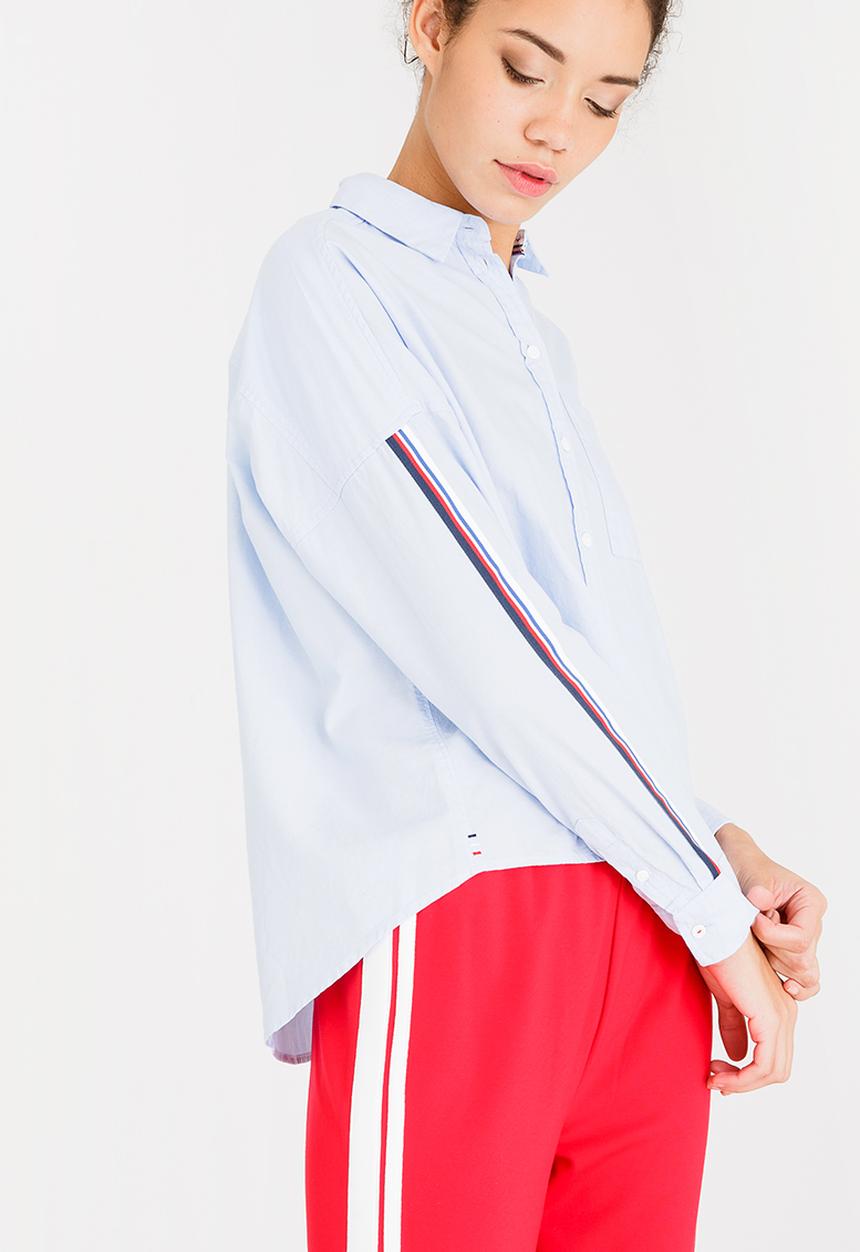 Tommy Hilfiger - Oversized Tape Detail Shirt Pale Blue