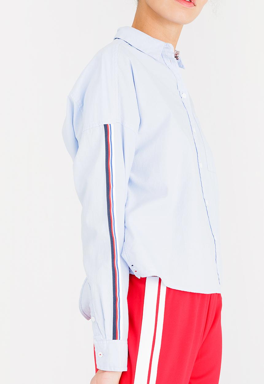 Tommy Hilfiger - Oversized Tape Detail Shirt Pale Blue