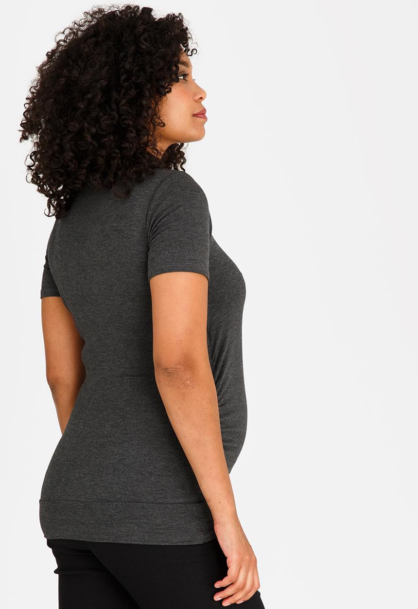 Cherry Melon - Basic Wrap Front Tee Grey Melange