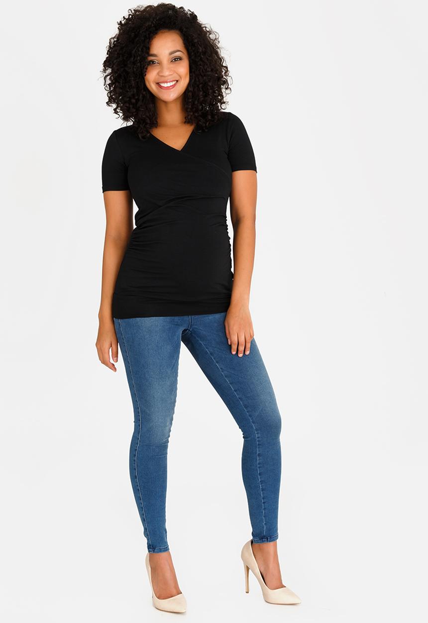 Cherry Melon - Basic Wrap Front Tee Black