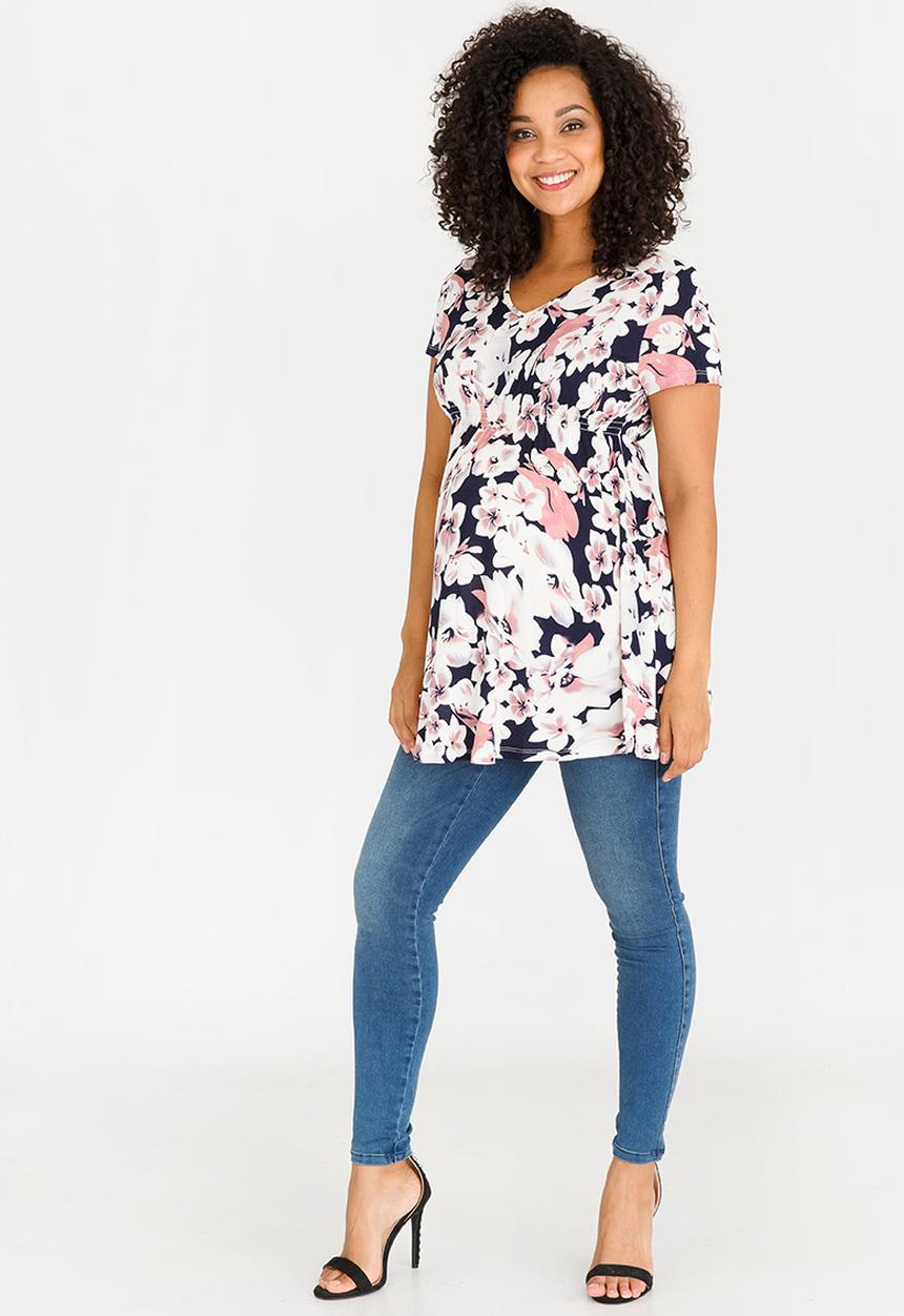 Cherry Melon - Floral Underbust Smock Top Multi-colour
