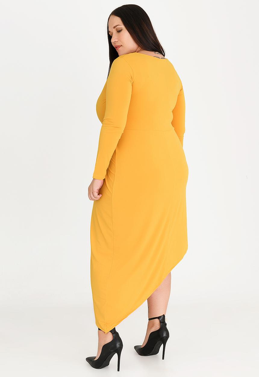 edit Plus - Asymmetrical Hem Dress Yellow