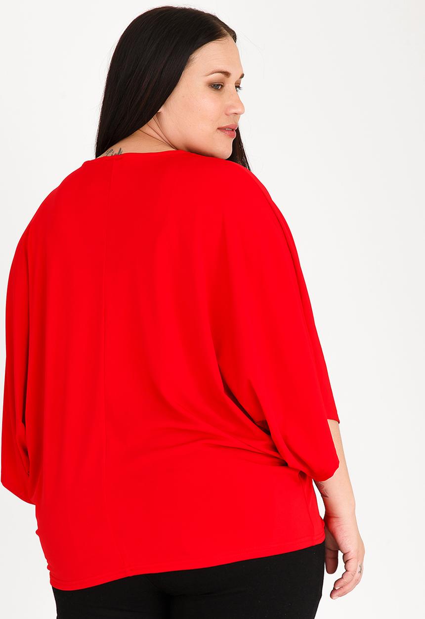 STYLE REPUBLIC PLUS - Oversized V-Neck Tee Red