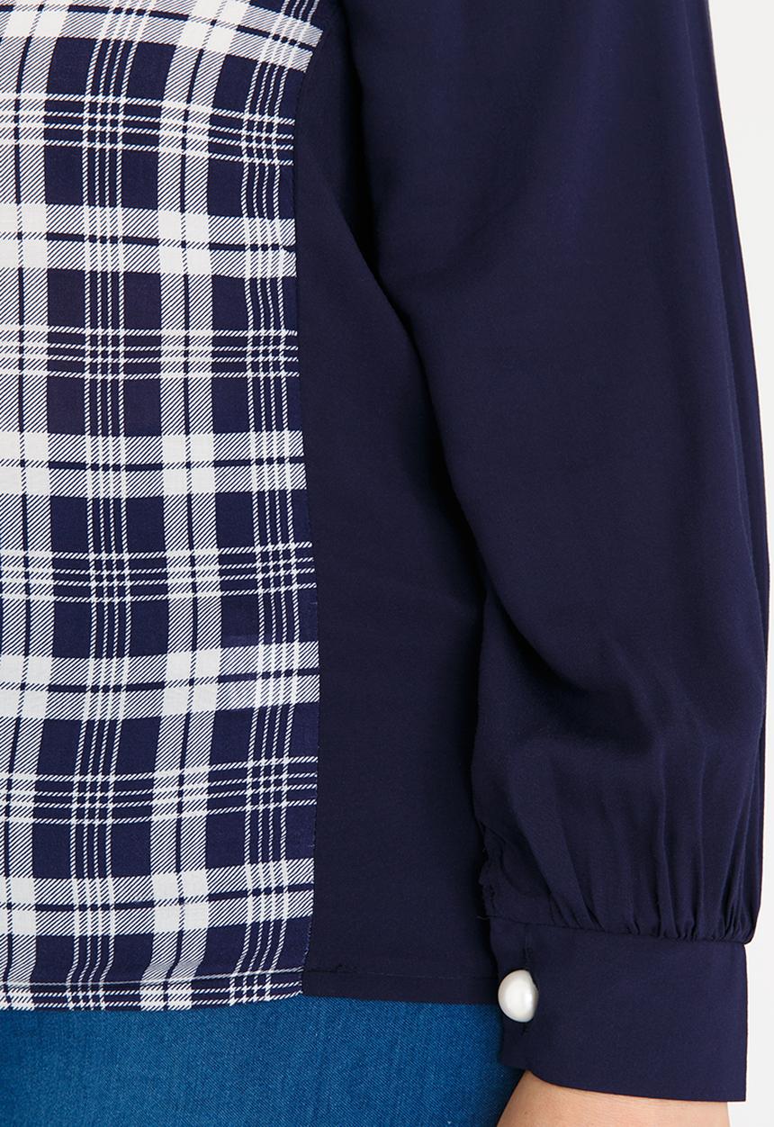 STYLE REPUBLIC PLUS - Patterned Inset Blouse Navy