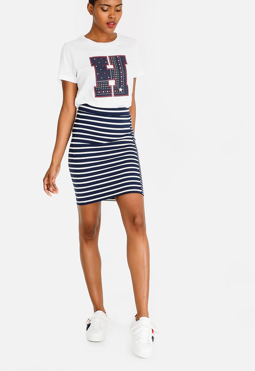 Tommy Hilfiger - Stripe Mix Pencil Skirt Navy & White
