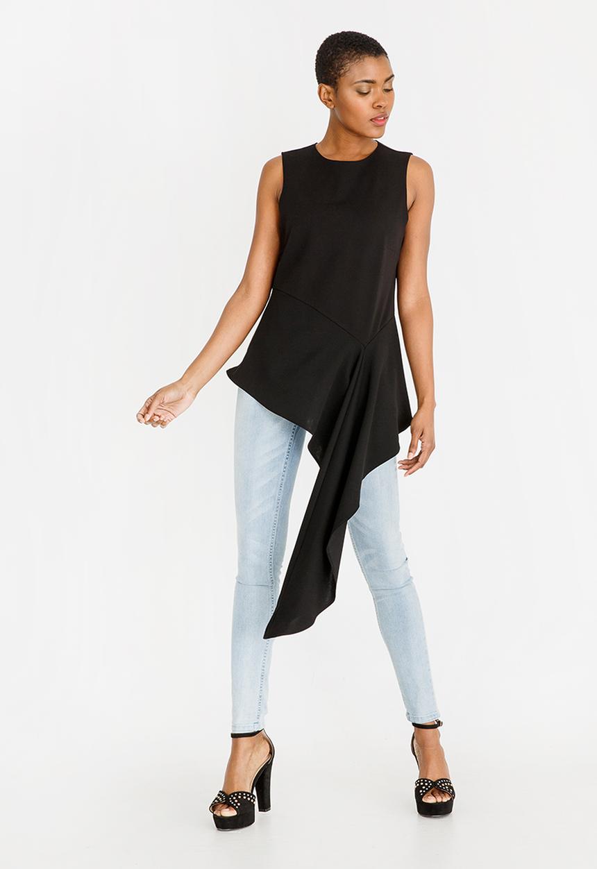 STYLE REPUBLIC - Asymmetrical Blouse Black