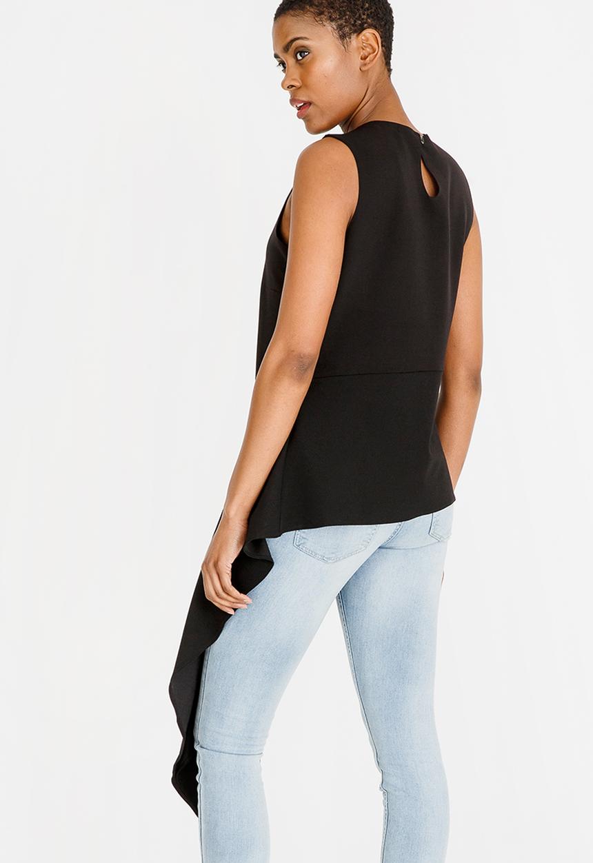 STYLE REPUBLIC - Asymmetrical Blouse Black