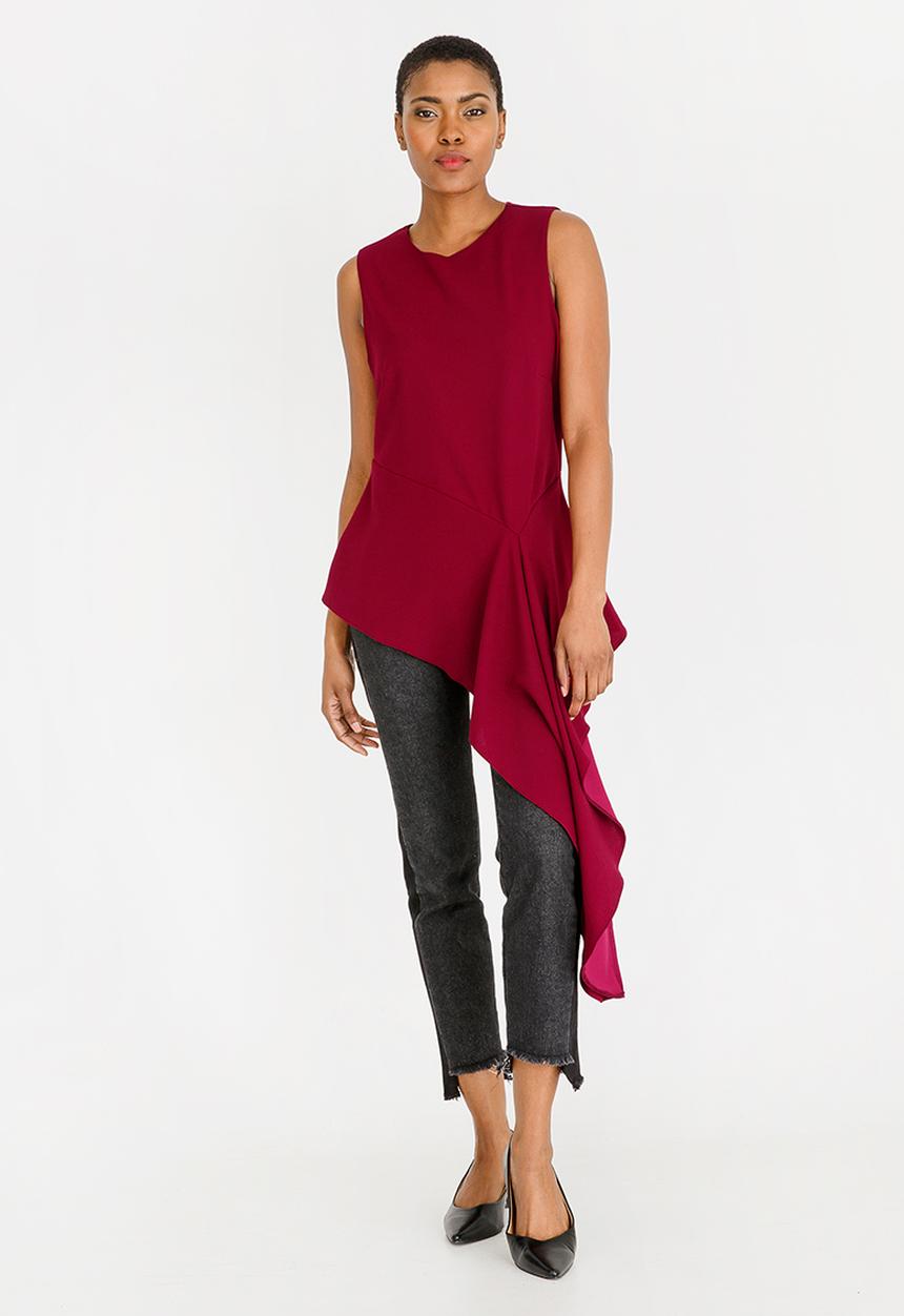 STYLE REPUBLIC - Asymmetrical Blouse Burgundy