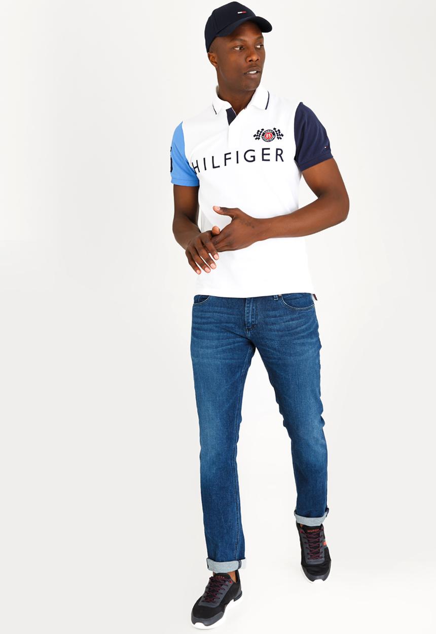 Tommy Hilfiger - Colour Block Badge Slim Polo White