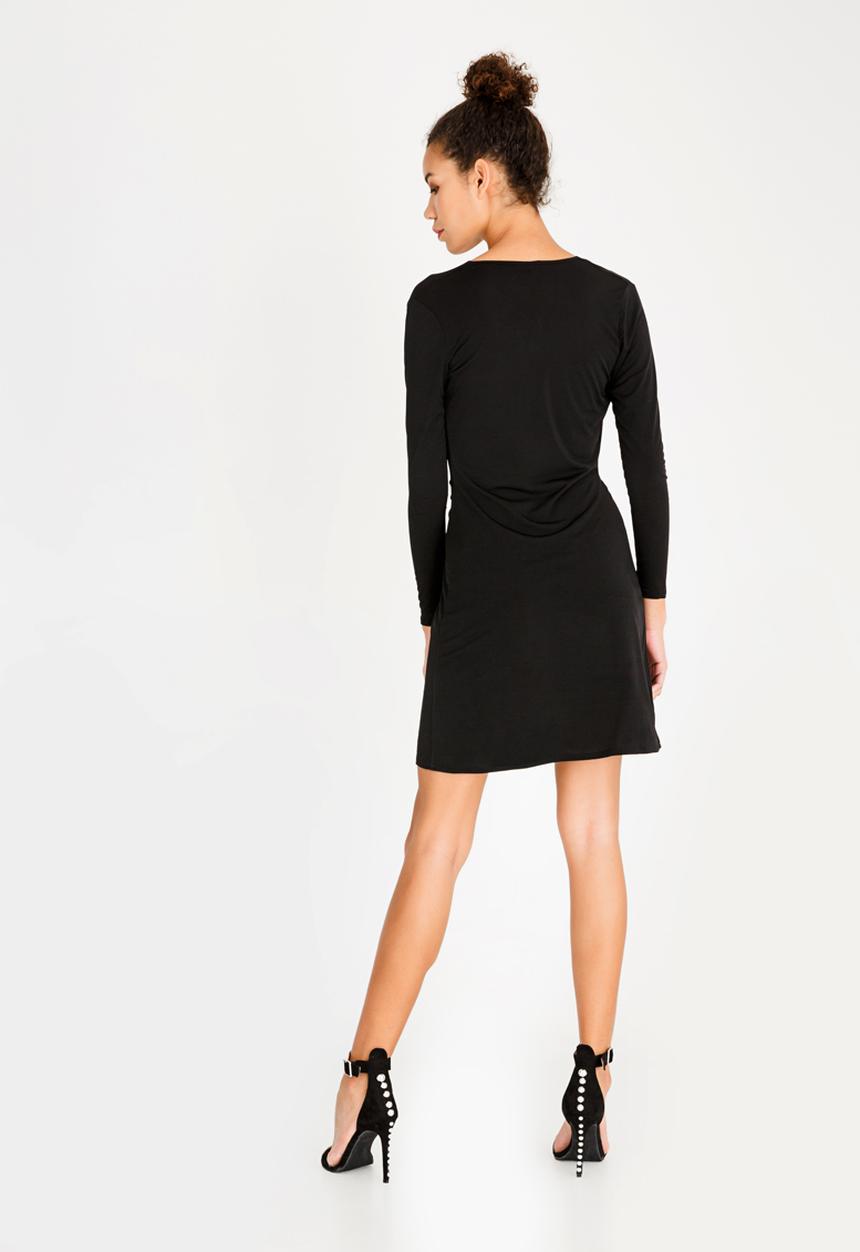 c(inch) - Wrap Front Fit And Flare Dress Black
