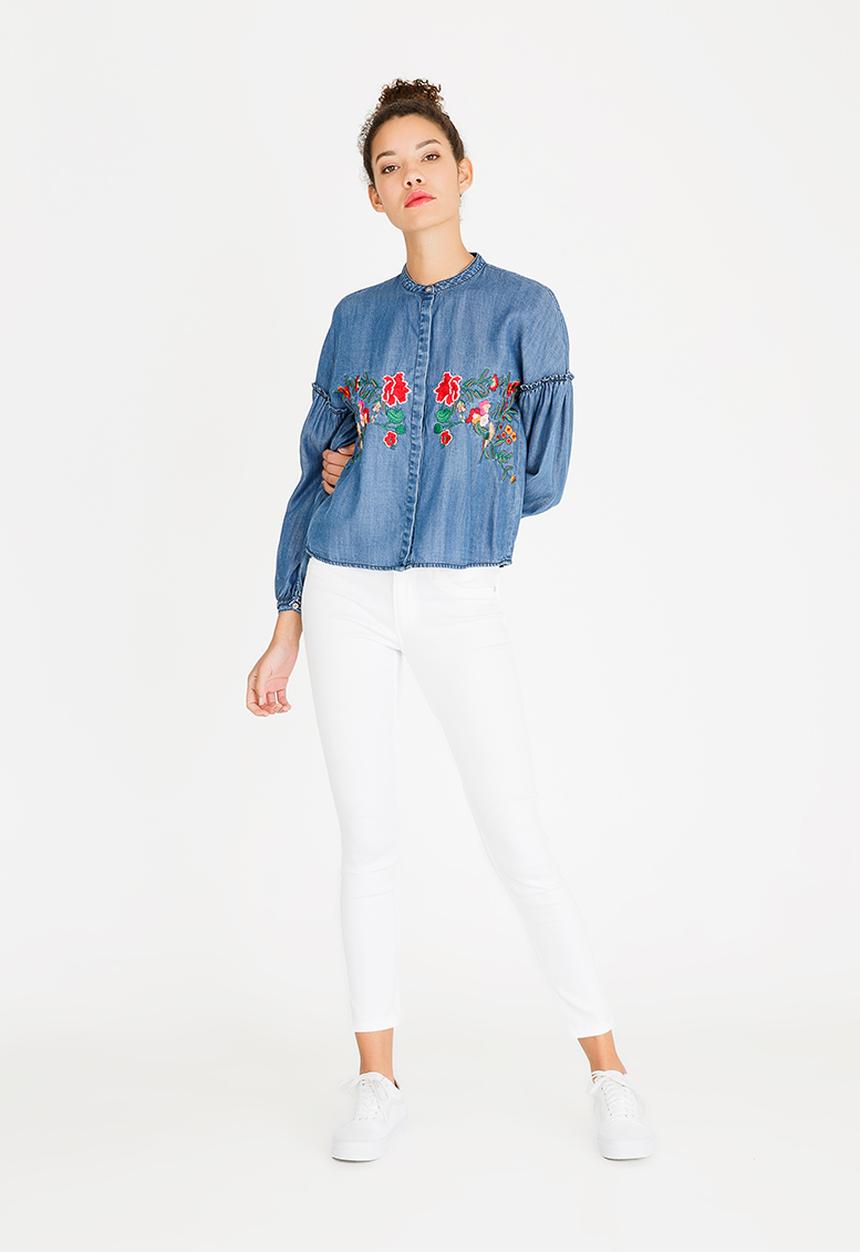 ONLY - Sara Embroidered Shirt Blue