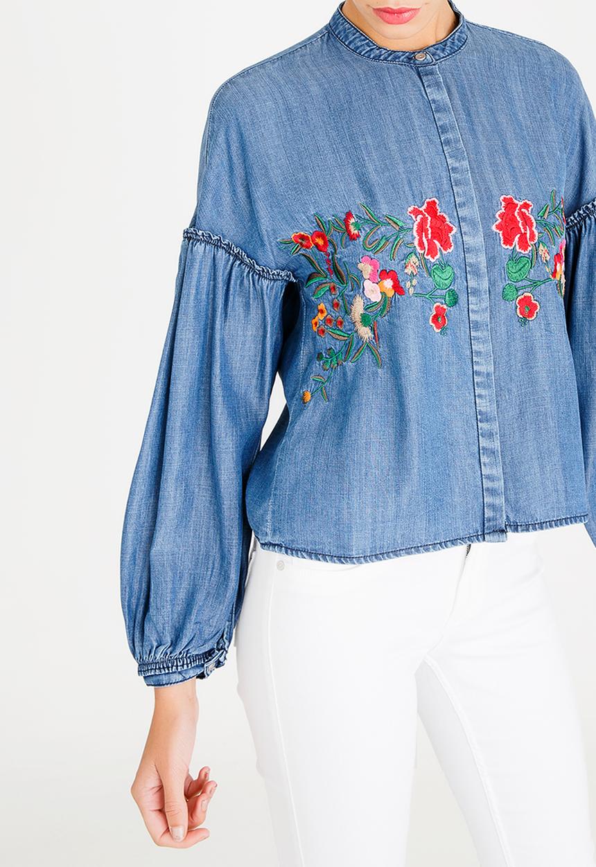 ONLY - Sara Embroidered Shirt Blue