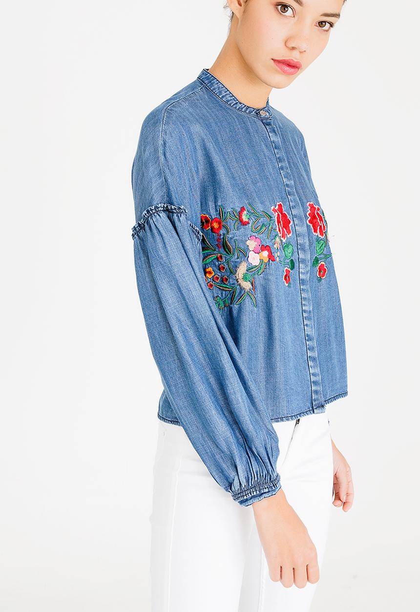 ONLY - Sara Embroidered Shirt Blue