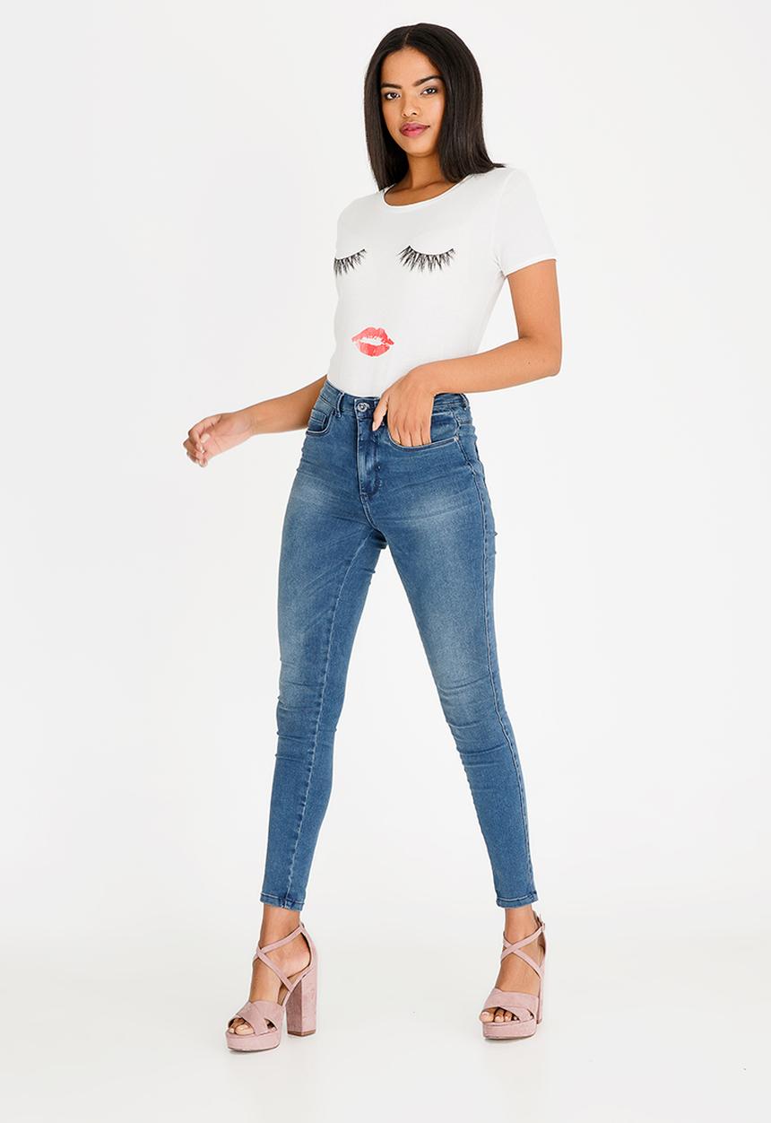 ONLY - Printed Lashes T-shirt Off White